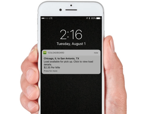 Send load alerts to a driver’s mobile device